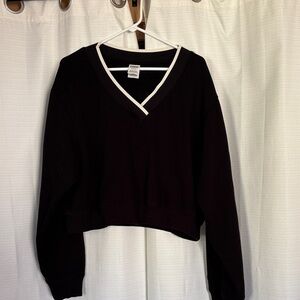 PINK Victoria's Secret Black V-Neck Sweatshirt
